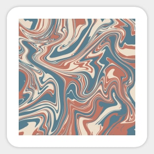 Liquid art, abstract art. Blue, red, beige colors. Sticker